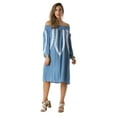 thumbnail image 4 of Riviera Sun Embroidered Casual Dress with Smocking Top (Denim / White, Medium), 4 of 4