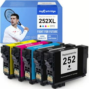 Remanufactured Ink Cartridge Replacement for Epson 252XL 252 XL T252 T252XL 120 to use with Workforce WF-7110 WF-7710 WF-7720 WF-3640 WF-3620(2 Black, Cyan,   Magenta, Yellow) 5 Pack