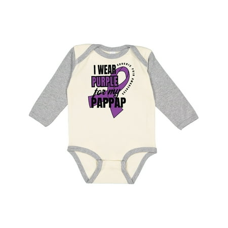 

Inktastic Chronic Pain I Wear Purple For My Pappap Gift Baby Boy or Baby Girl Long Sleeve Bodysuit