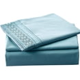 thumbnail image 1 of - Embroidery 4-Piece Bed Sheet Set with Deep Pocket Fitted Sheet \u2013 Ultra Soft Brushed Microfiber Bed Sheets, Wrinkle, Fade and Stain Resistant (Full/Double, Blue), 1 of 6