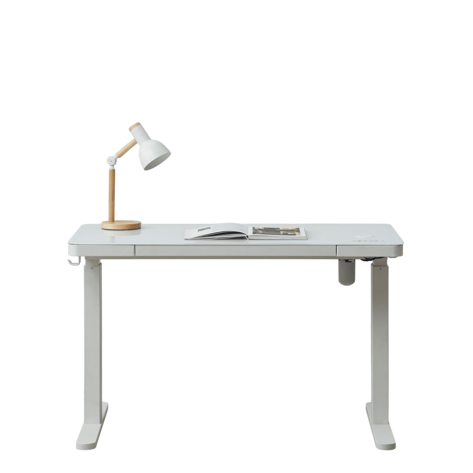 Homy Casa Height Adjustable 48" Electric Standing Desk with Glass Top and Drawer for Home Office