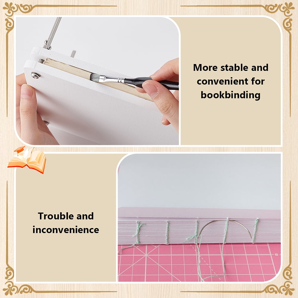 Rectangle Bamboo Portable Book Press Bookbinding Tool for Handmade Paper Press White 295x194x8mm Hole: 5mm
