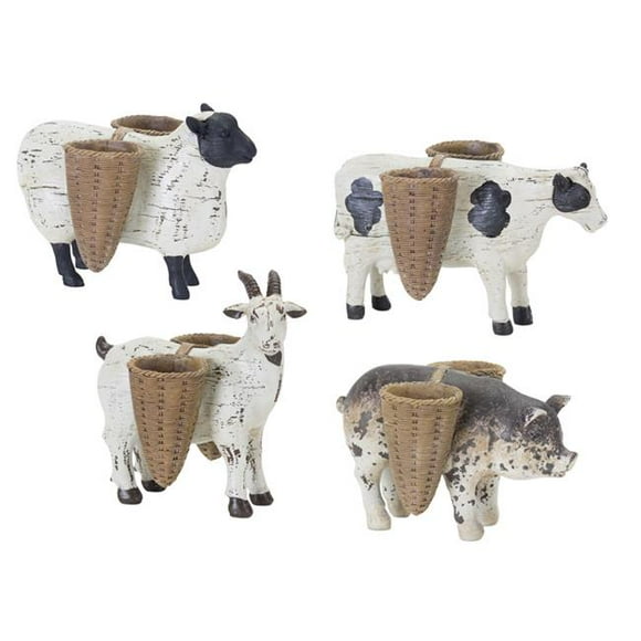 Melrose International 78341DS 4.25 x 5.75 in. Resin & Stone Powder Farm Animal - Set of 4