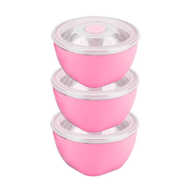 Juego de Ensaladeras Aquila con tapa Rosa 3 Piezas