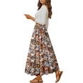 thumbnail image 3 of UVN Skirts for Women Summer Chiffon Pleated A-Line Long Skirt Elastic High Waist Swing Tiered Boho Beach Floral Print Maxi Skirts, 3 of 9