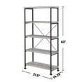 thumbnail image 3 of Miekor Furniture 4-shelf Bookcase with Metal Frame in Grey Driftwood and Black MK4935, 3 of 7