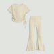 thumbnail image 5 of Niñas de Color Sólido Hielo Seda de Verano sin Mangas Y Pantalones de 2 Piezas, Traje Suelto Casual de Moda con Tela de Costillas, 5 of 8