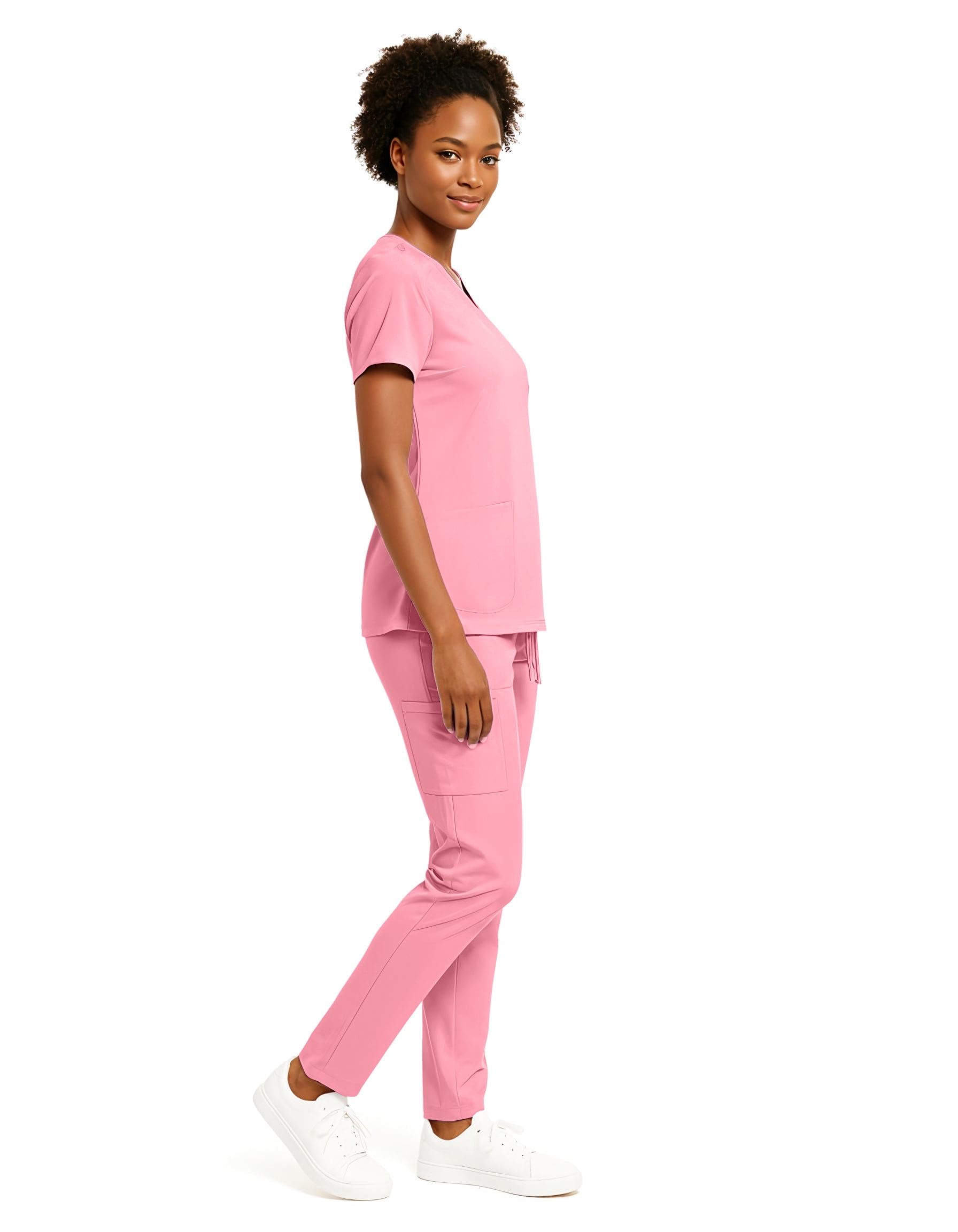 Hey Collection Women’s 5-Pocket Anti-Wrinkle Medical Scrub Set – V-Neck Top & Straight Leg Pants, Comfortable Flexible Nursing Uniforms