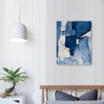 thumbnail image 3 of COMIO Abstract Grey White Navy Blue Wall Painting Canvas Wall Art Blue Marble Picture for Bedroom Wall Decor Modern Abstract Picture Canvas Artwork White and Blue Flower Art, 3 of 4