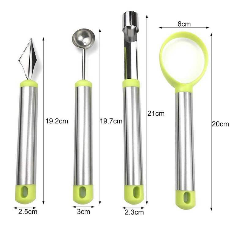 Happy Date 4Pieces Melon Baller Scoop Set, 3 in 1 Stainless Steel