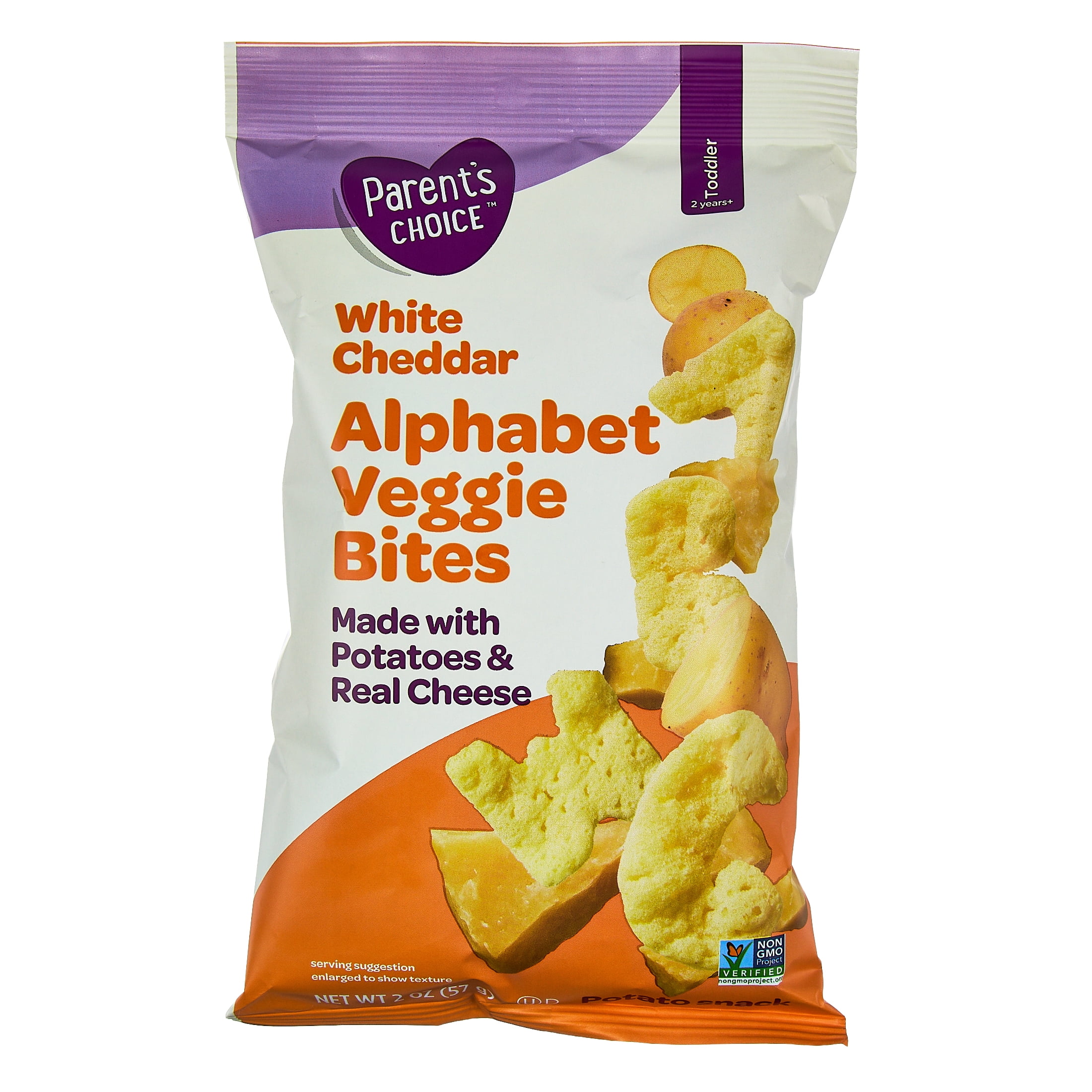(5 pack) Parent's Choice White Cheddar Alphabet Veggie Bites Toddler Snacks, 2 oz Pouch