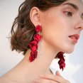 thumbnail image 3 of KAIYANG Pendientes largos de pétalos de rosa acrílicos, pendientes colgantes con flores exageradas, amarillos, 3 of 5