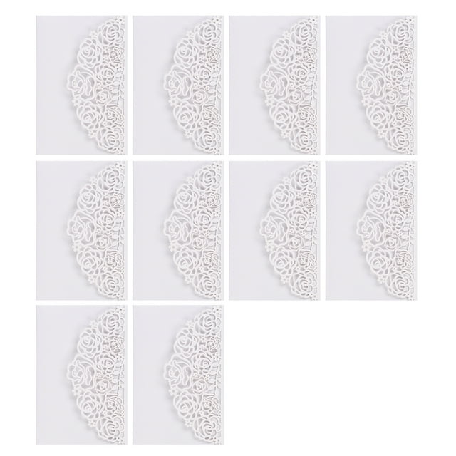 yeacher Elegant Floral Invitation Set for Weddings & Special Events - 10-Piece Pearl Paper Cards with Intricate Rose Design, Inner Sheets Included, Ice White