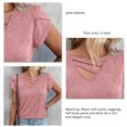 thumbnail image 3 of Mujer Verano Manga Corta Cuello En V Suelto Estilo Casual Color Puro Manga Pétalo Top para Citas Viajar Compras, 3 of 6