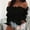 Black, variant on Women's Tops Off-Shoulder Long Sleeve Tops Strapless Solid Color Shirt Blouse Top
