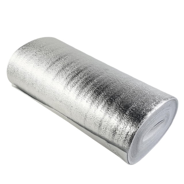 koolsoo Feuille d'Isolation Papier D\'aluminium Coussin en Mousse Murs Express Antichoc Toiture Plafonds 50cmx5M