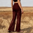 thumbnail image 2 of REDARER Womens High Waist Lace Flare Pants Sheer See-Through Casual Party Trousers,L, 2 of 6