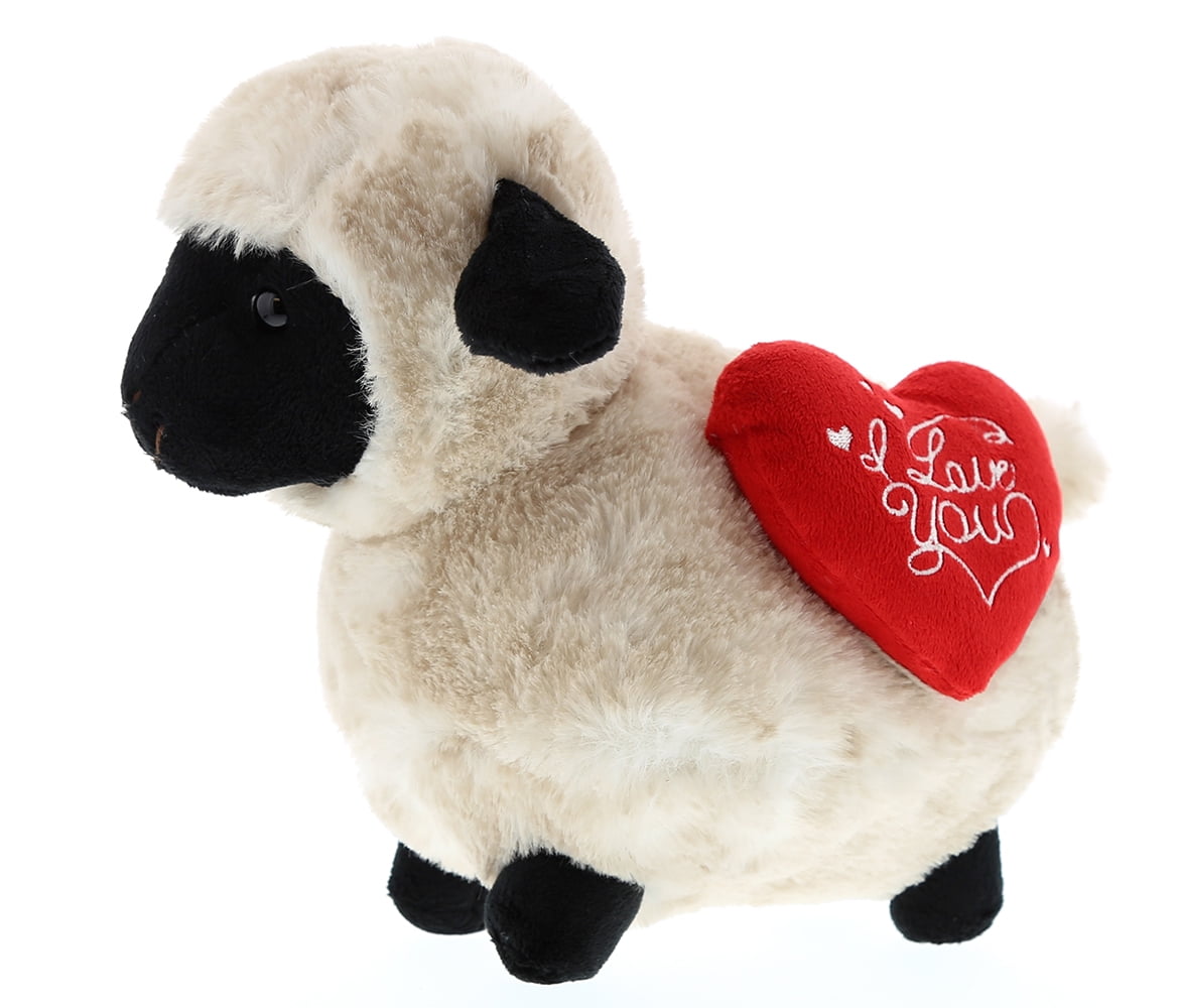 Dollibu Valais Blacknose Sheep I Love You Valentines Stuffed Animal - Heart Message - 8.5 inch