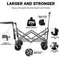 thumbnail image 6 of Large Collapsible Wagon Cart with Removable Canopy, Heavy Duty Folding Beach Wagon with Big Wheels, Adjustment Push Handle&Rear Brakes,Cooler Bag, Utility All-Terrain Wagon for Garden Shopping Camping, 6 of 7