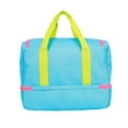 thumbnail image 4 of CRCKT Kids 12.5" Weekender Polyester Duffel with Drop Bottom Shoe Compartment - Blue, Green, Pink Colorblock, 4 of 9