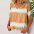 thumbnail image 1 of CEHVOM T-Shirt Dégradé pour Femmes, Col en V, Manches Courtes, Décontracté, 1 of 6
