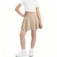 thumbnail image 3 of Ticikt Kids High Waist A-Line Sports Skirt, Breathable Solid Color Girls Tennis Skort,Color:Khaki,Size:13-14 Years, 3 of 4