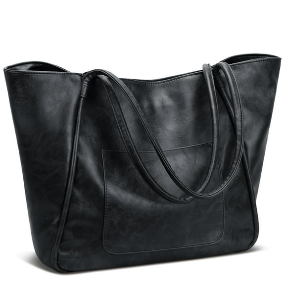 Bolso de mano KKXIU grande para mujer, trabajo, cuero y viajes, color negro