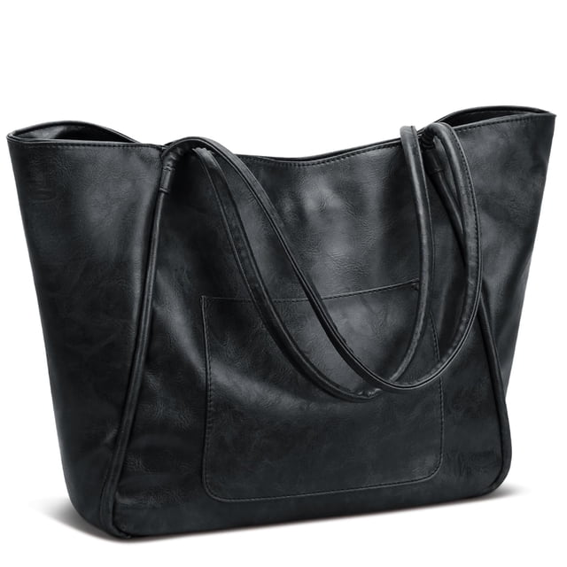 Bolso de mano KKXIU grande para mujer, trabajo, cuero y viajes, color negro