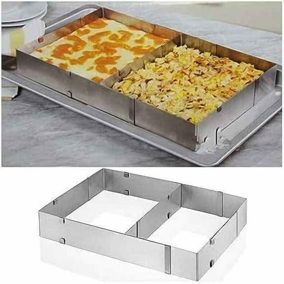10 Reach 20 Inch Rectangular Stainless Steel Adjustable Flexible Scalable Mousse Cake Mould Cake Tiramisu Bread Pastry Baking Mould Bakeware Baking Tool