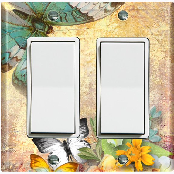 Metal Light Switch Plate Cover Floral Nature Butterfly Scripture Damask BUT035