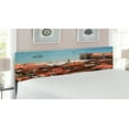thumbnail image 2 of European Headboard, View of Central Lisbon Portugal with Rooftops and Sea Old Town Nostalgic City, Upholstered Decorative Metal Bed Headboard with Memory Foam, King Size, Multicolor, by Ambesonne, 2 of 4