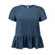 thumbnail image 4 of GRACE & GRANDEUR Blusas de Peplum para Mujeres Talla Grande para el Día de la Madre y Pascua, de Manga Corta, Cuello Redondo, Fluidas, Ajuste Suelto, Camisas Casuales de Verano Talla 2X Azul Marino, 4 of 6