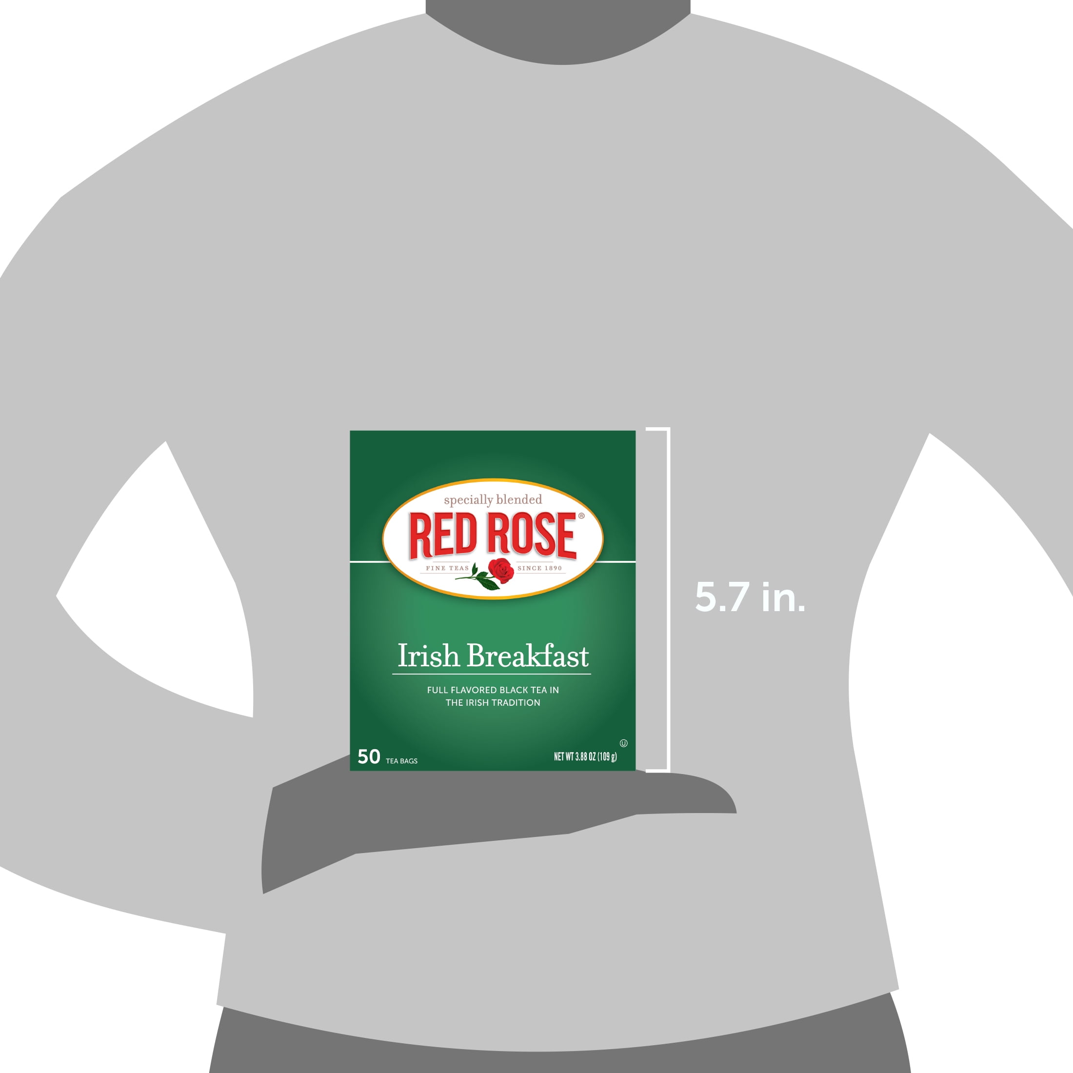 Red Rose Irish Breakfast Tea Specially Blended Strong Robust Black Tea with 50 Individually Wrapped Tea Bags Per Box (Pack of 6) Contains Caffeine Brew Hot/Cold Full Flavored Black Breakfast Tea