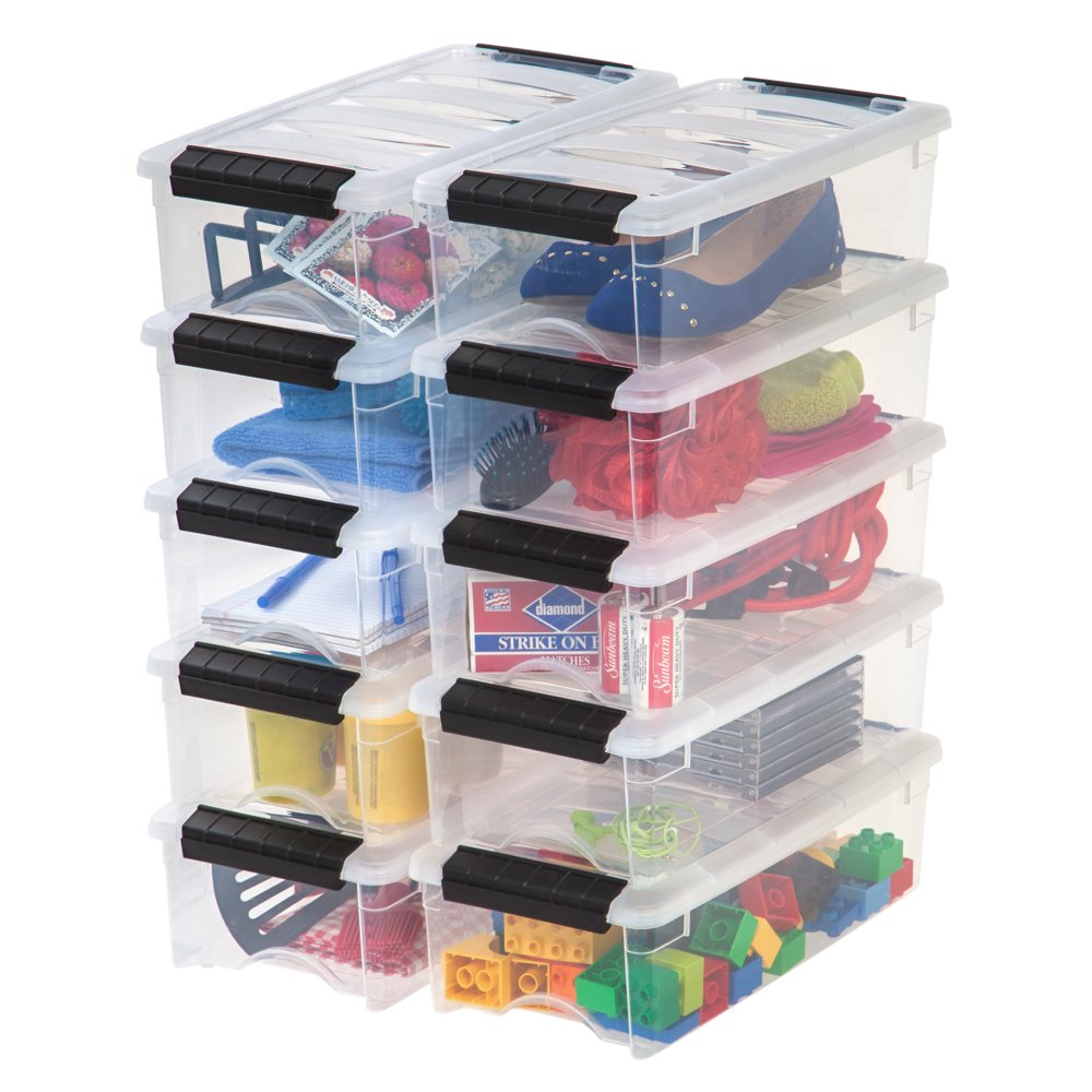 IRIS USA 5 Qt Clear Plastic Storage Box with Latches, 10 Pack Walmart