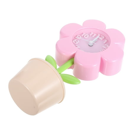 FOMIYES Silent Pink Flower Alarm Clock for Bedroom Small Portable Decorative Desk Clock with DIY Design