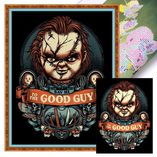 Kit Punto Cruz Chucky Impreso Hilo Algodón Ecológico Bordado 11CT 40x56cm
