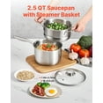 thumbnail image 2 of VEVOR 2.5 QT Saucepan with Steamer, Stainless Steel Saucepan with Glass Lid, Multipurpose Nonstick Stainless Steel Sauce Pot with Ergonomic Handle, Friendly for Oven, Dishwasher, Induction Cooker, 2 of 9