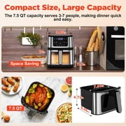 Air Fryer Oven With Grill,8-in-1 7.5Qt Multifunction Air Fryer, Digital LED Touch Screen,Nonstick Dishwasher-Safe Basket,95% Less Oil,100Pcs Liner