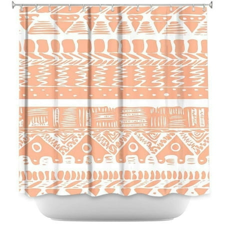 Shower Curtains - DiaNoche Designs - Boho Coral Aztec