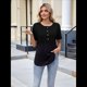 thumbnail image 5 of Blusas de Corta con Cuello Redondo y Botones para Mujer, y Verano 2025 Negro XXL, 5 of 10