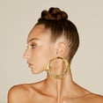 thumbnail image 5 of Trendy Gold Large Hoop Drop Earrings, 5 of 10