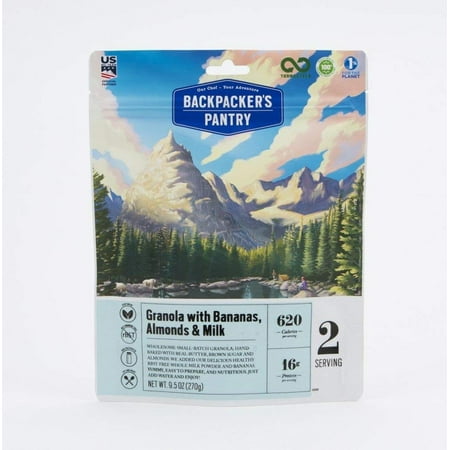 Backpacker's Pantry Granola with Milk & Bananas, Two Serving Pouch, (Packaging May Vary)​, Vegetarian & rBST Free whole milk By Backpackers (Best Store Bought Granola)