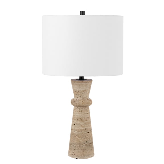 SAFAVIEH Colette 25" Modern Travertine Ivory Table Lamp with White Shade