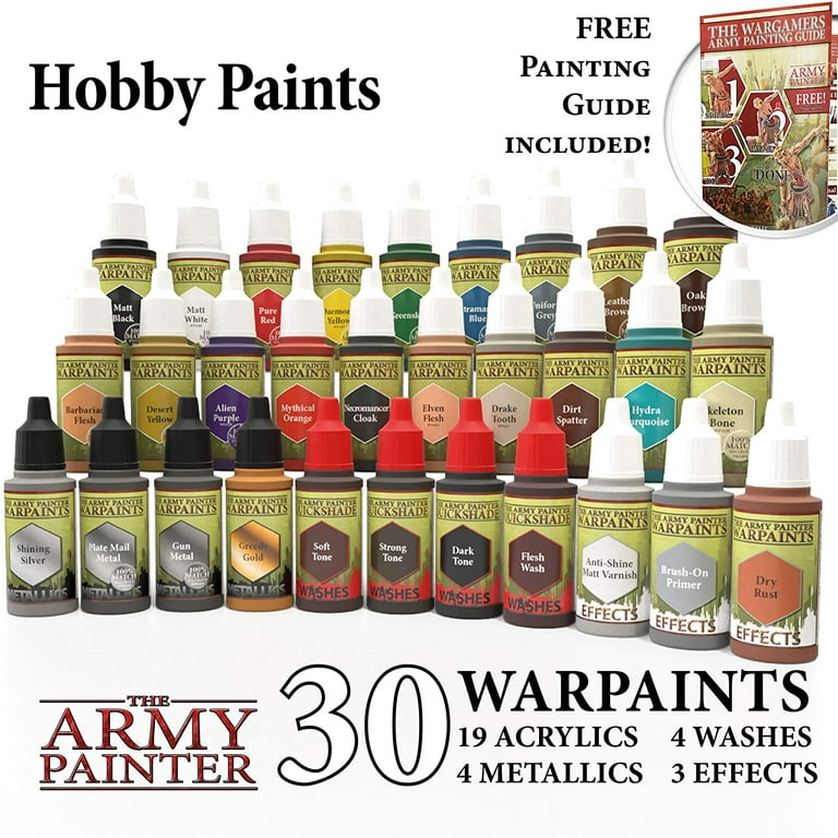 The Army Painter Ultimate Hobby Collection Miniature Painting Kit: 30 Model  Paints with 10 Wargamer Brushes, Model Kit Tools, Basing Set, 18