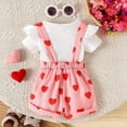 thumbnail image 4 of Toddler Outfits Girls White Short Sleeve Top With Printed Overalls Comfortable 2 Piece Ensemble Kids Clothes Girls White 0 Months-3 Months, 4 of 7