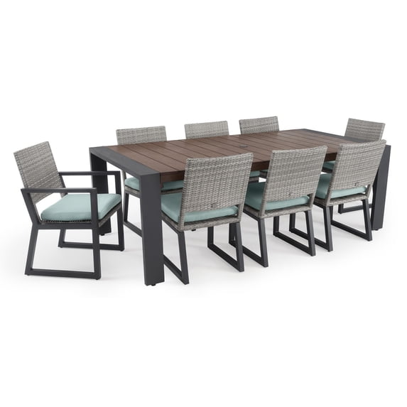 RST Brands Milo Gray Wicker 9 Piece Patio Dining Set