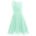 thumbnail image 2 of Manyakai Kids Sleeveless Knotted Waist Flower Girl Dress Ruched Chiffon Wedding Birthday Party Gown Mint Green 14, 2 of 7