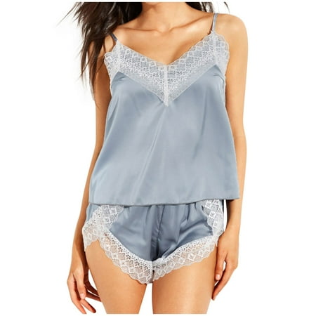 

WOCLEILIY Women s Nightdress Lingerie Satin Lace Negligee Short Sleepwear Sets EAN13