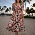 thumbnail image 1 of WILLBEST Vestidos De Algodon Para Mujer, Vestido Informal Con Estampado Floral, Cuello En V, Cintura Con Lazo, Vestido Midi Fluido Para Uso Diario, Vacaciones, Viajes, Primavera, Verano Y Otoño., 1 of 4
