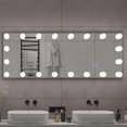 thumbnail image 4 of Full Body Floor Mirror, 63" x 20" Light Bulb Floor Mirror with Aluminum Frame, 3 Color LED Lights, Standing Lighted Mirror - White Frame, 4 of 9